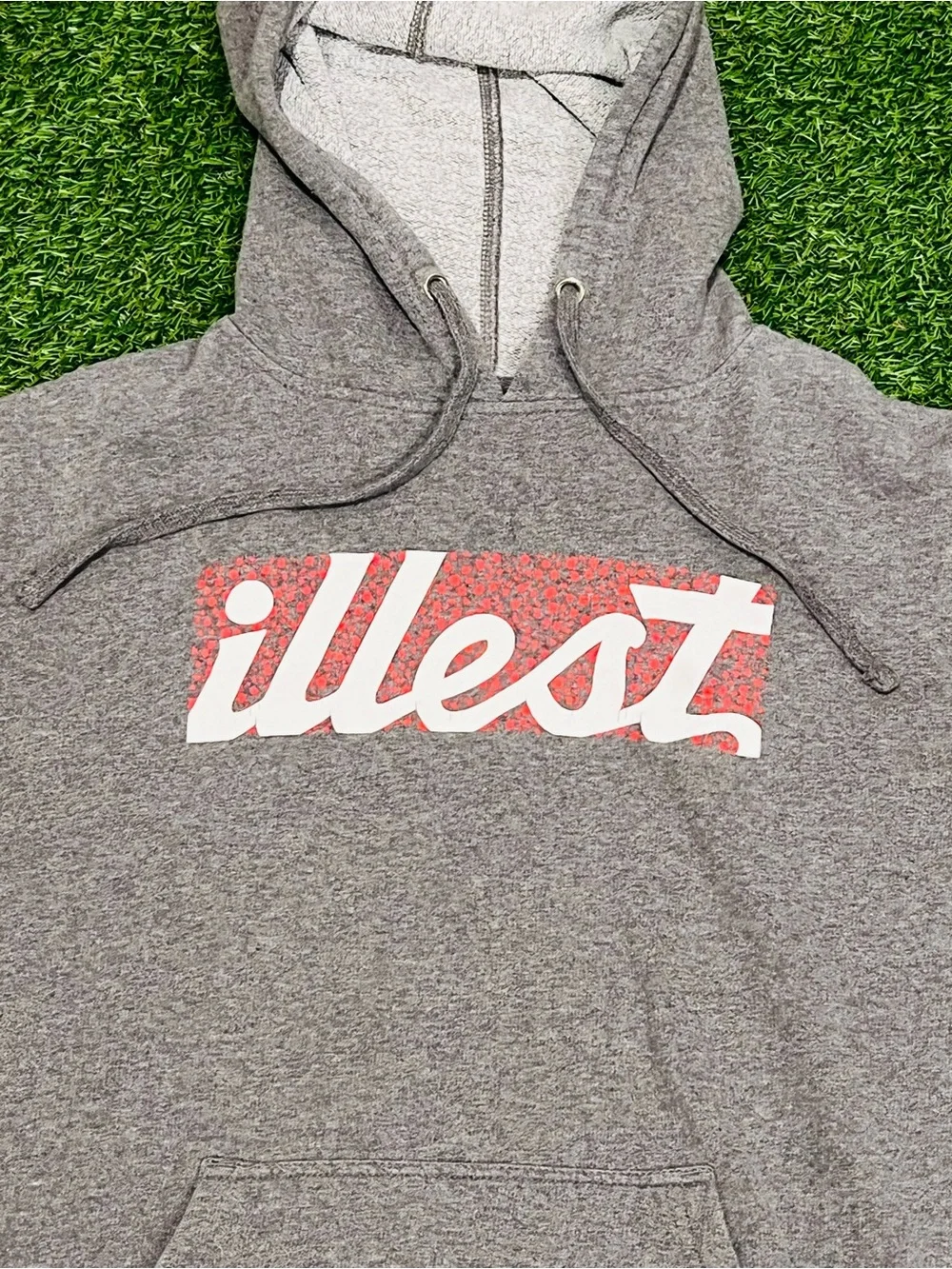 Illest Gray Pullover Hoodie Mens Streetwear Box Logo Size Large💎 - Picture 2 of 7